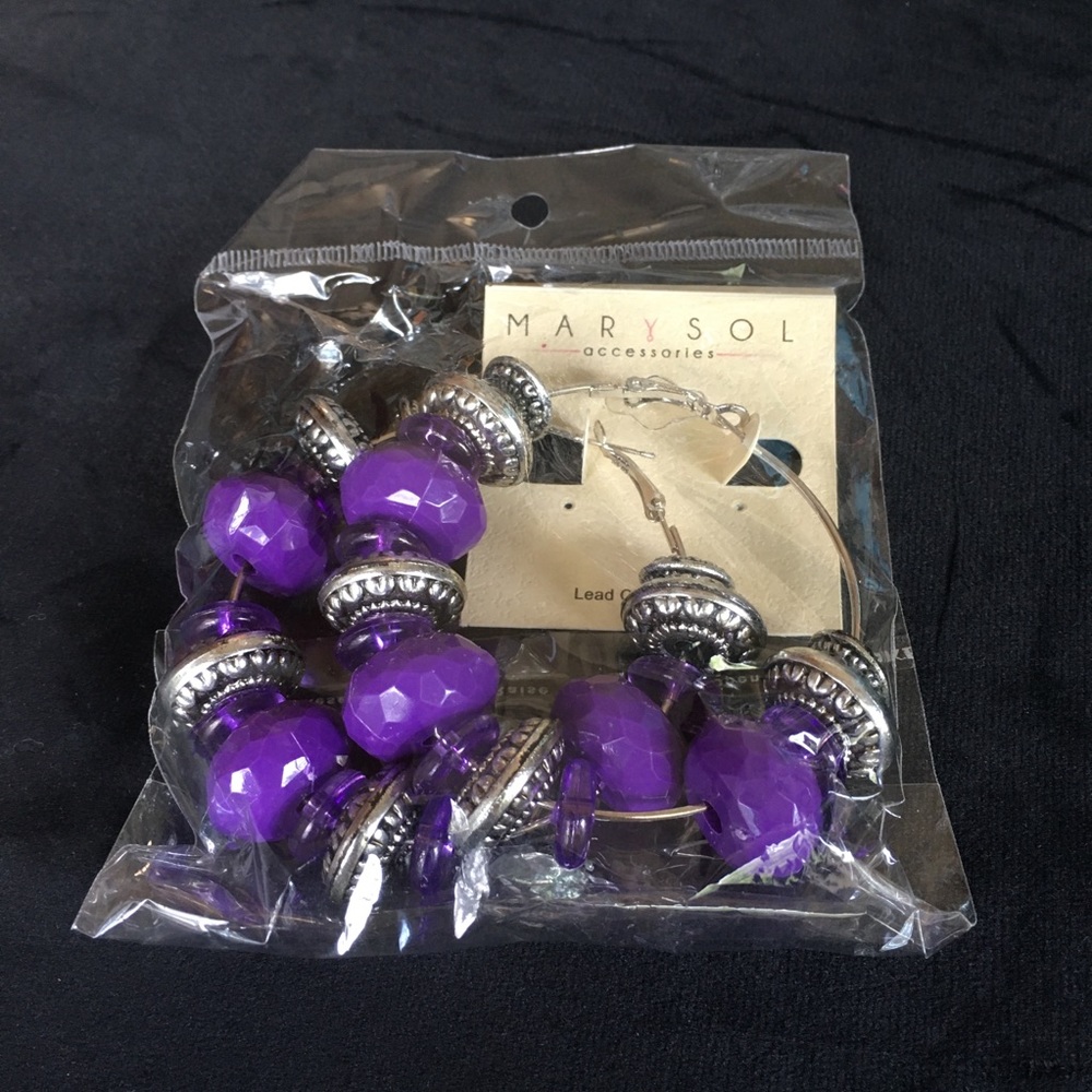 NWT Marysol Purple and Silver Hoop Earrings